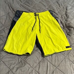 Oakley Men's Bright Yellow and Black Board Shorts